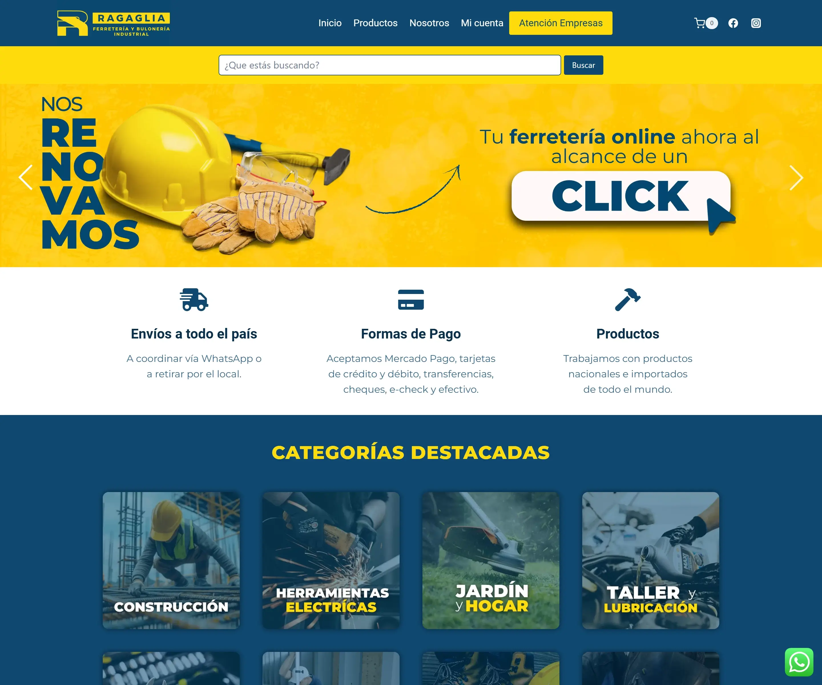 Página web de Ragaglia Ferretería Industrial
